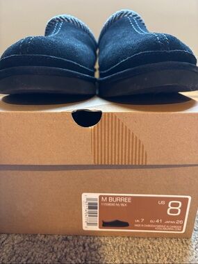 Koolaburra Black Suede Slip-On House Shoes with Patterned Collar